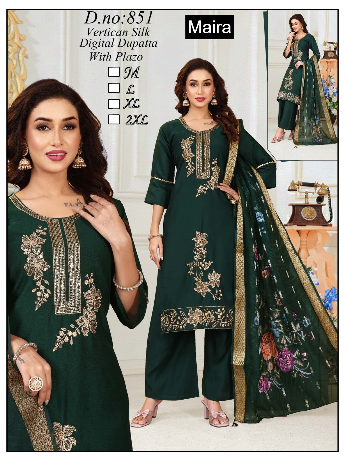 Design 849-857 Maira Vertican Readymade Plazzo Style Suits Manufacturer Ahmedabad