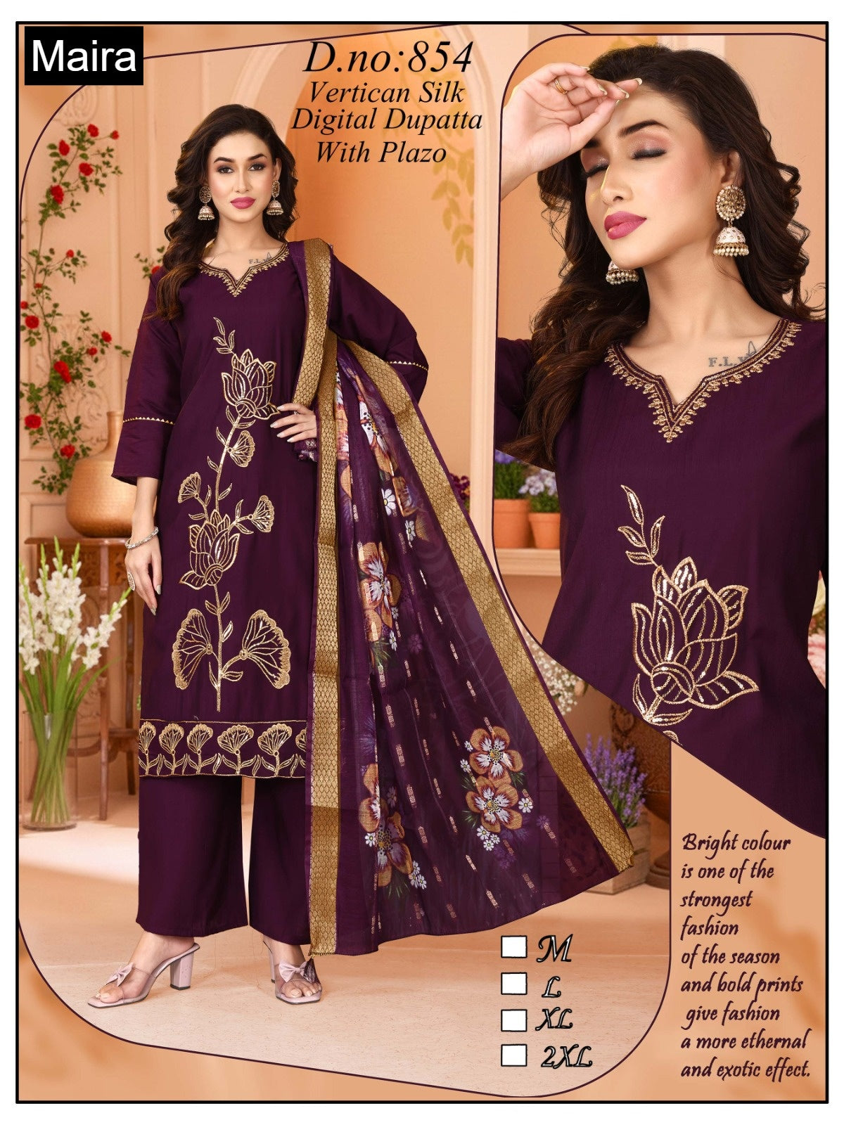 Design 849-857 Maira Vertican Readymade Plazzo Style Suits Manufacturer Ahmedabad