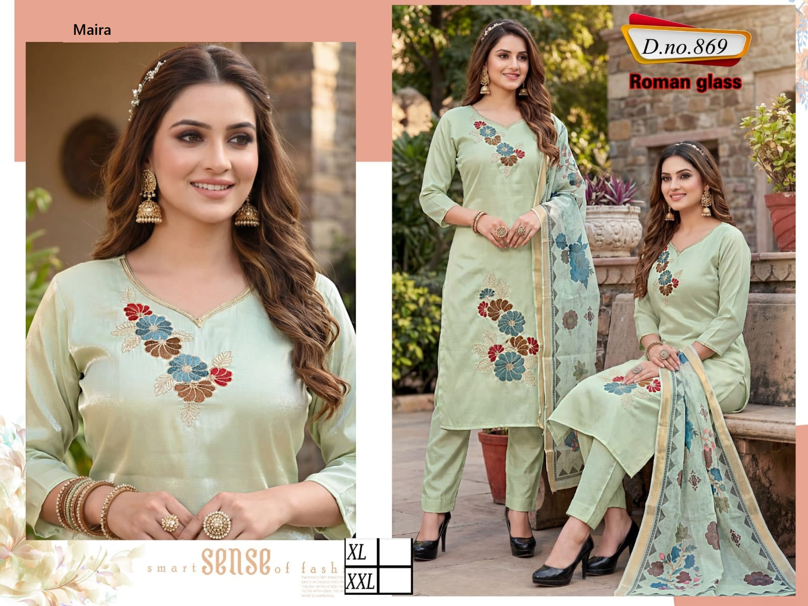 Design 865 To 869 Maira Roman Readymade Pant Style Suits Wholesale Price