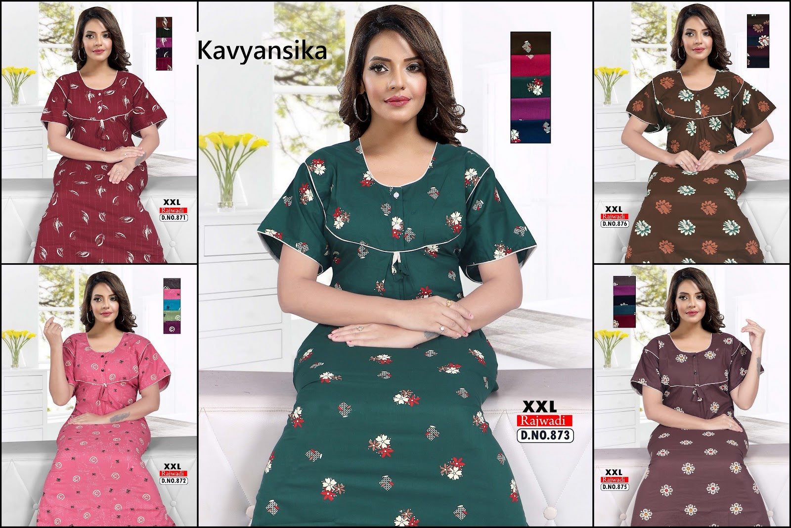 Design 871-888 Kavyansika Rajwadi Night Gowns Manufacturer Ahmedabad