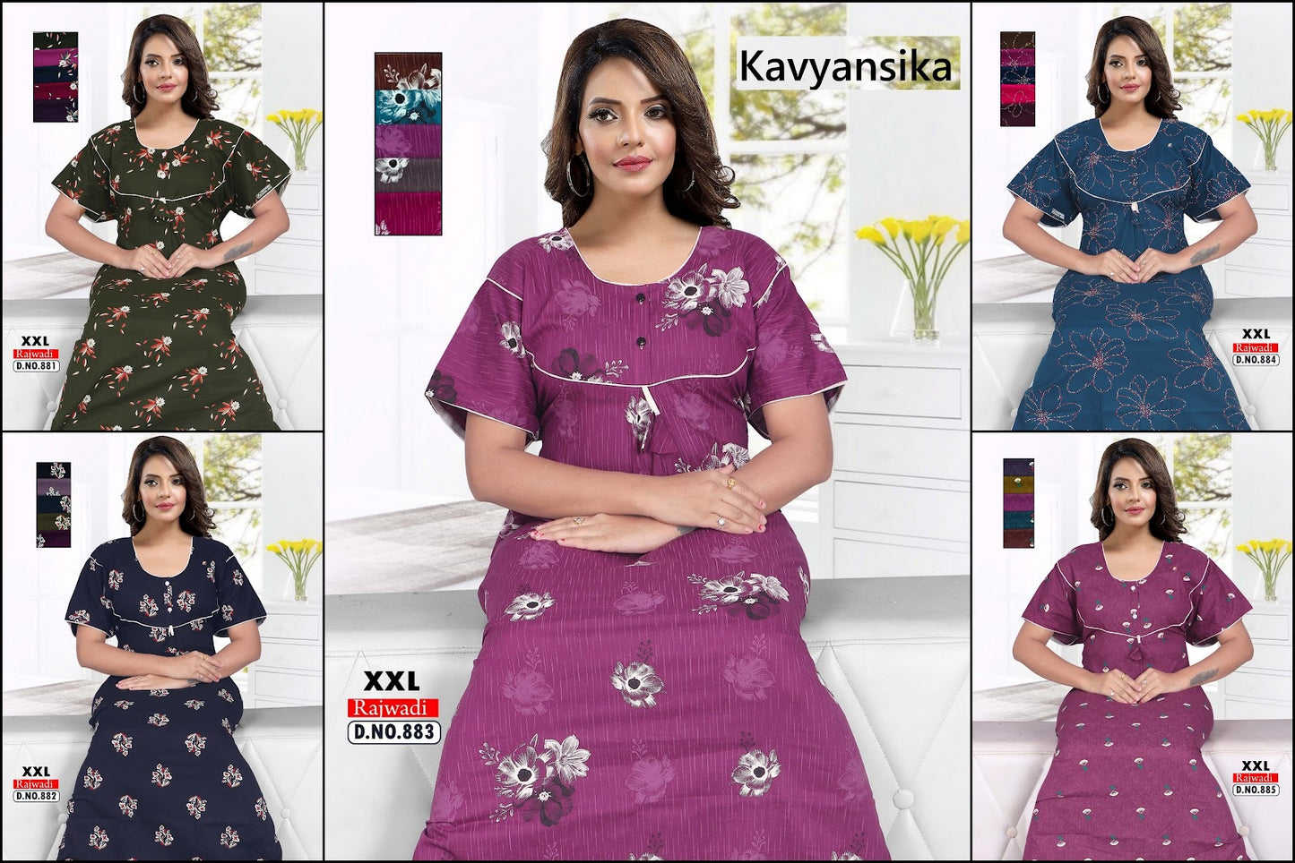 Design 871-888 Kavyansika Rajwadi Night Gowns Manufacturer Ahmedabad