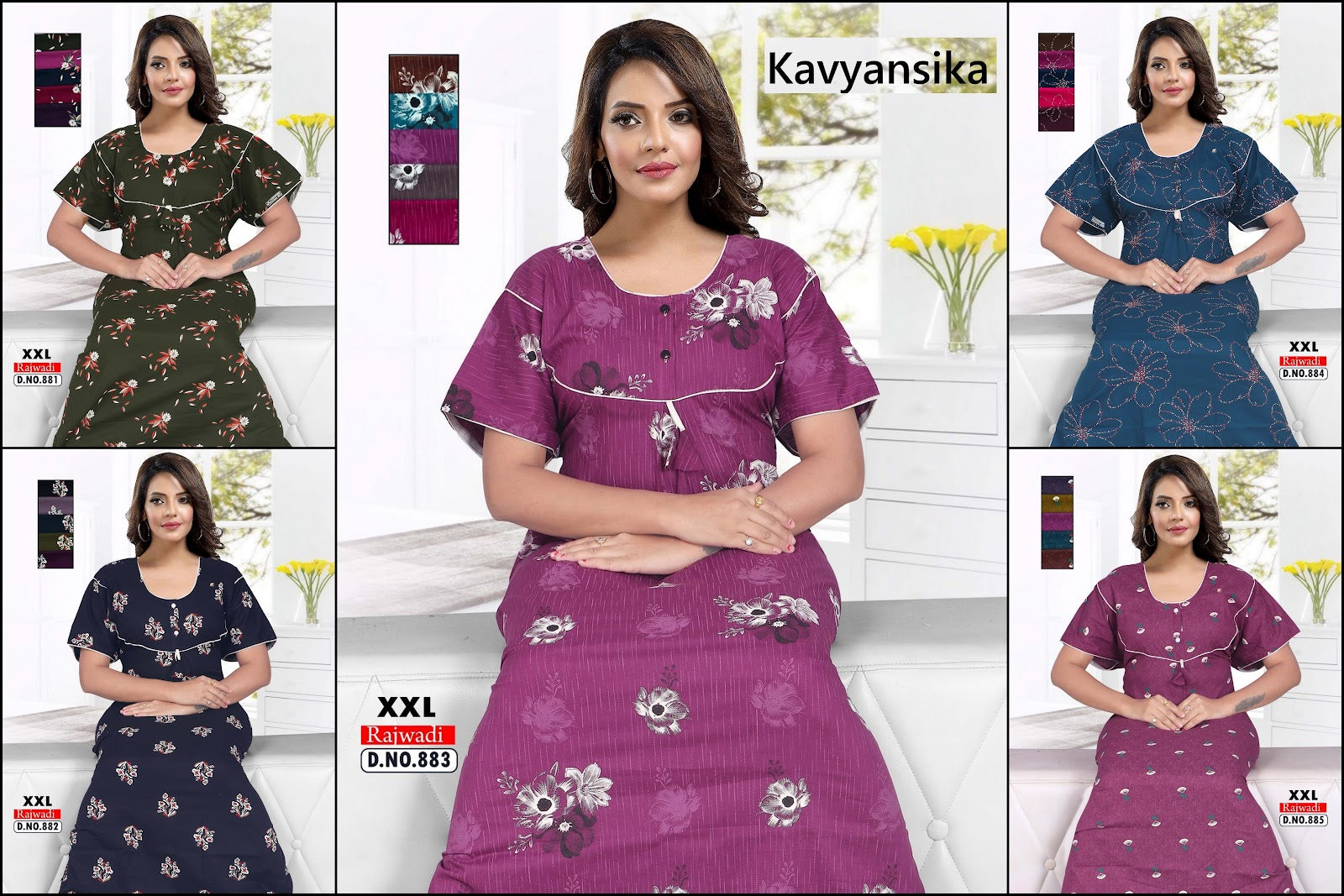 Design 871-888 Kavyansika Rajwadi Night Gowns Manufacturer Ahmedabad