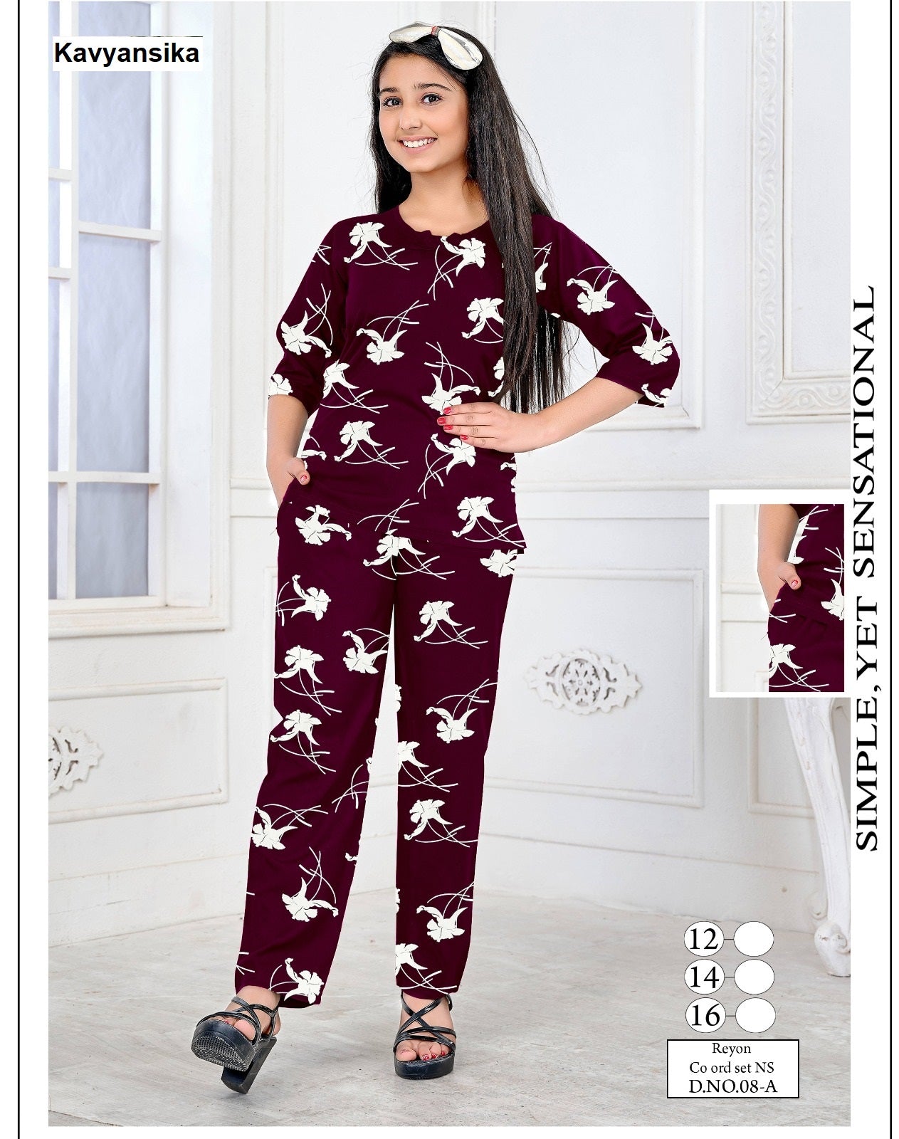 Design 8 Kavyansika Rayon 22Kg Girls Co Ord Set Exporter