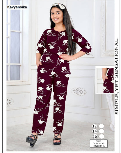 Design 8 Kavyansika Rayon 22Kg Girls Co Ord Set Exporter