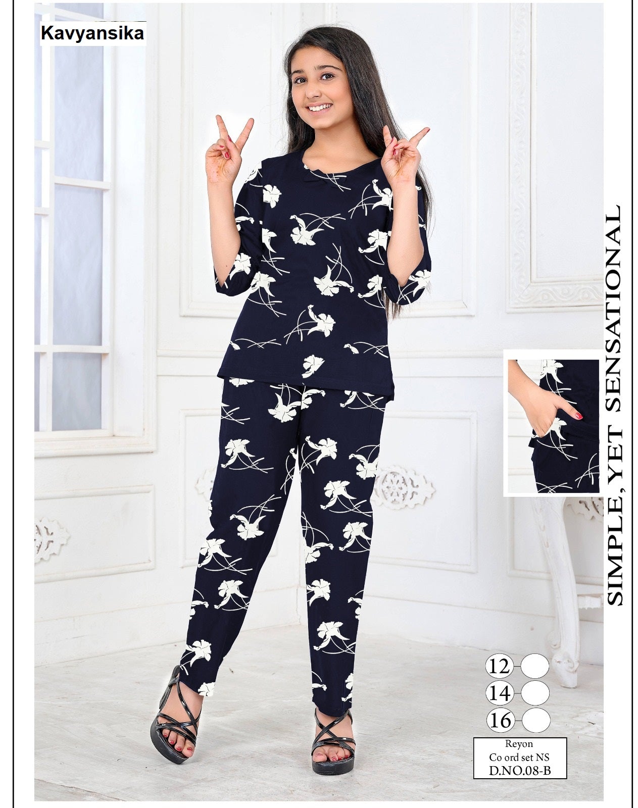Design 8 Kavyansika Rayon 22Kg Girls Co Ord Set Exporter