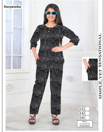 Design 8 Kavyansika Rayon 22Kg Girls Co Ord Set Exporter