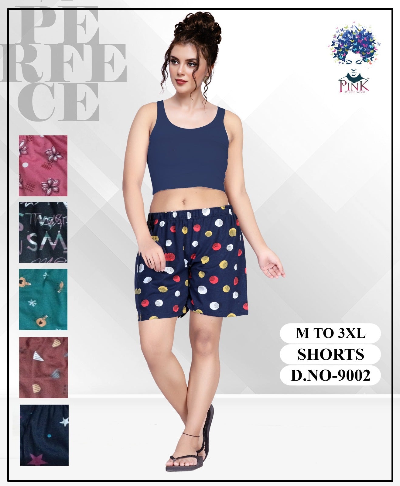 Design 9002 Pink Pc Women Shorts Wholesaler