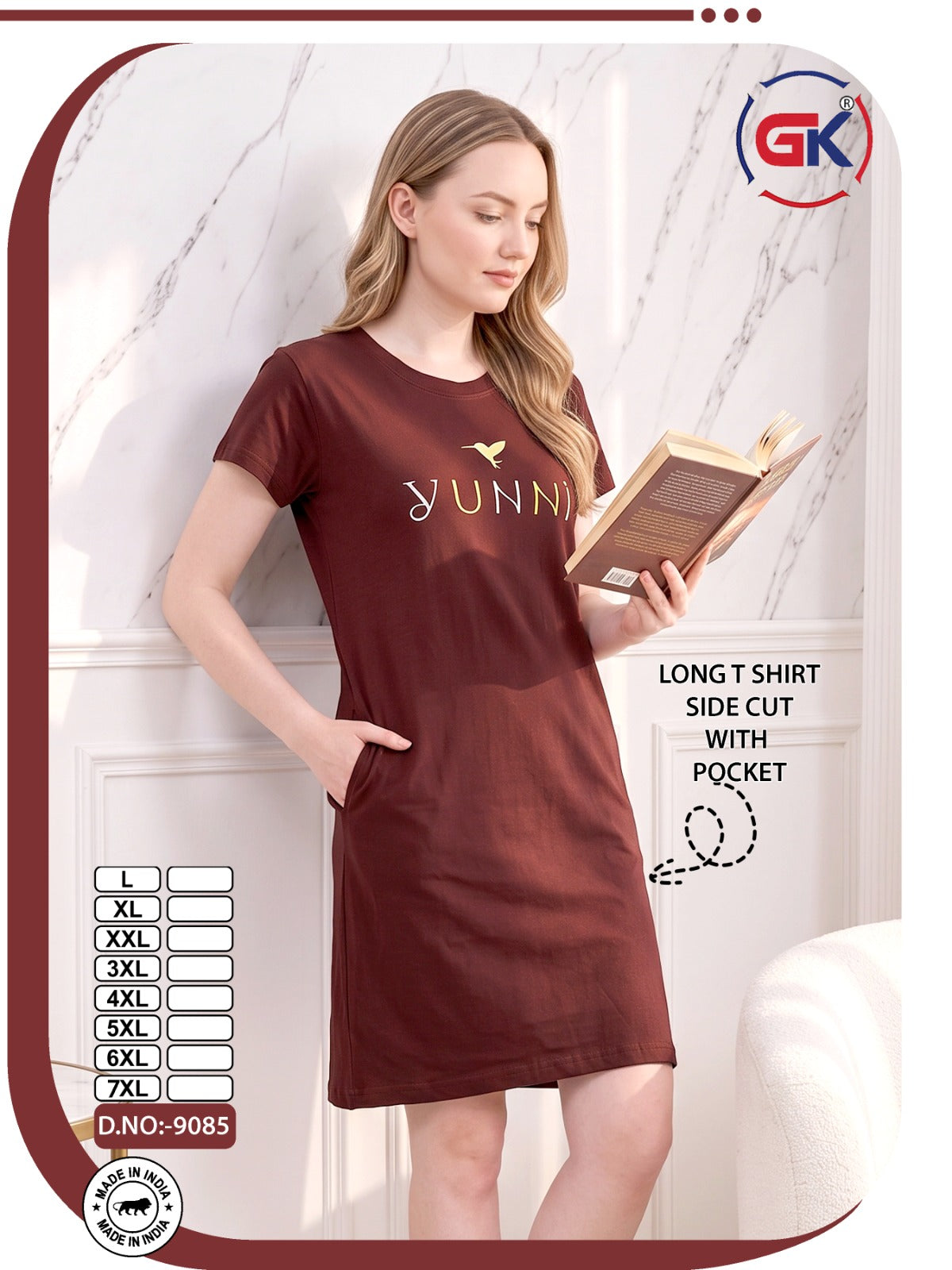 Design 9085 Gk Cotton Women Long Tshirt Wholesale