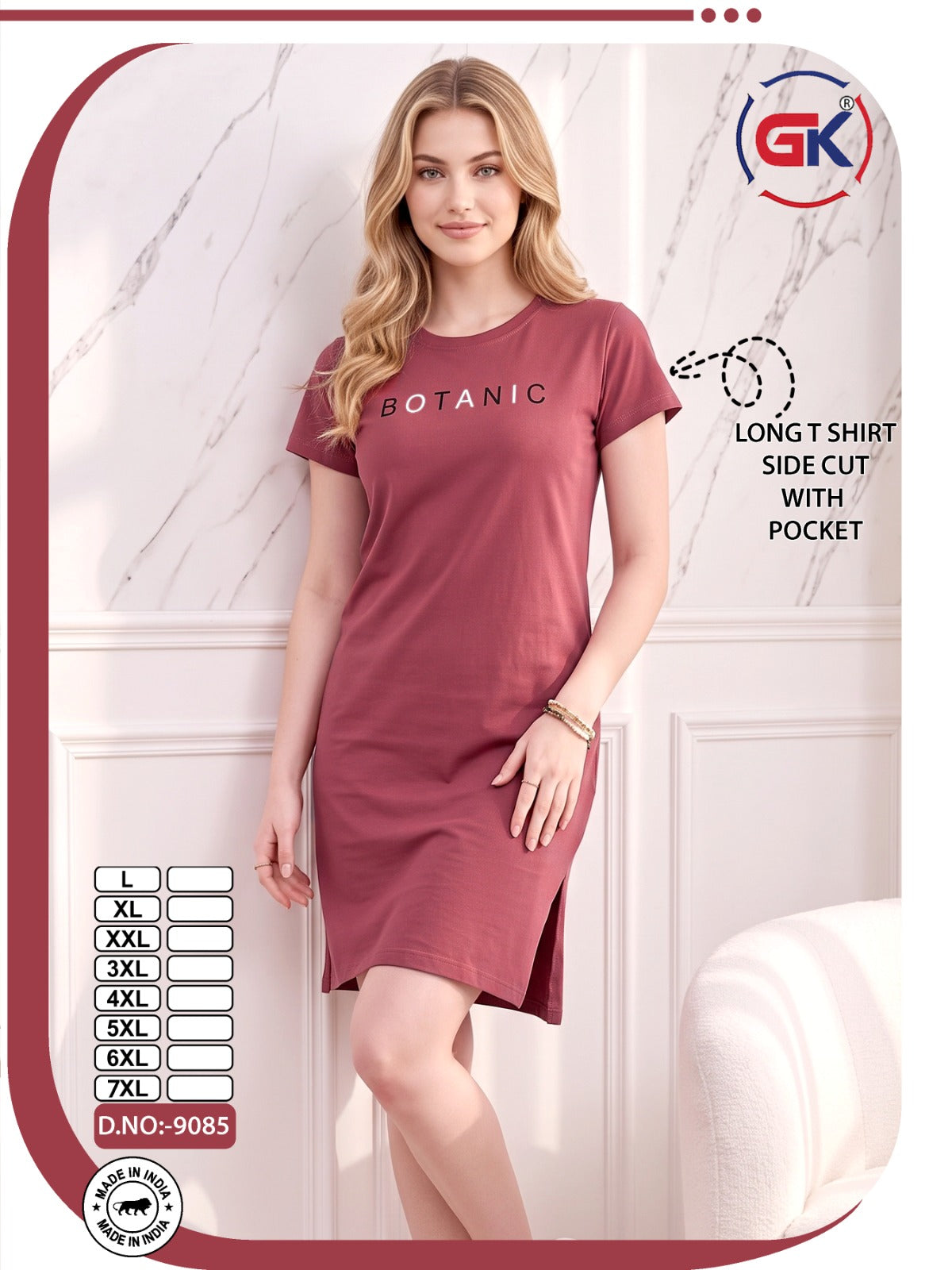 Design 9085 Gk Cotton Women Long Tshirt Wholesale