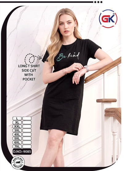 Design 9085 Gk Cotton Women Long Tshirt Wholesale