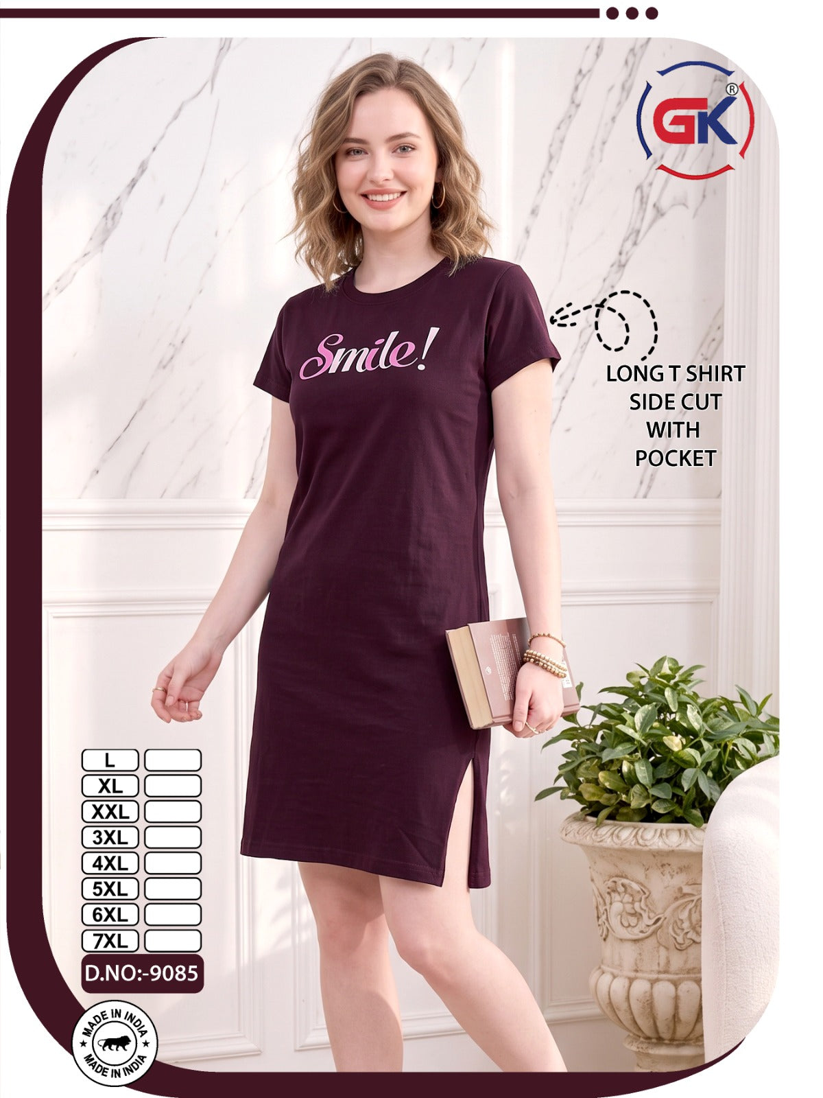 Design 9085 Gk Cotton Women Long Tshirt Wholesale