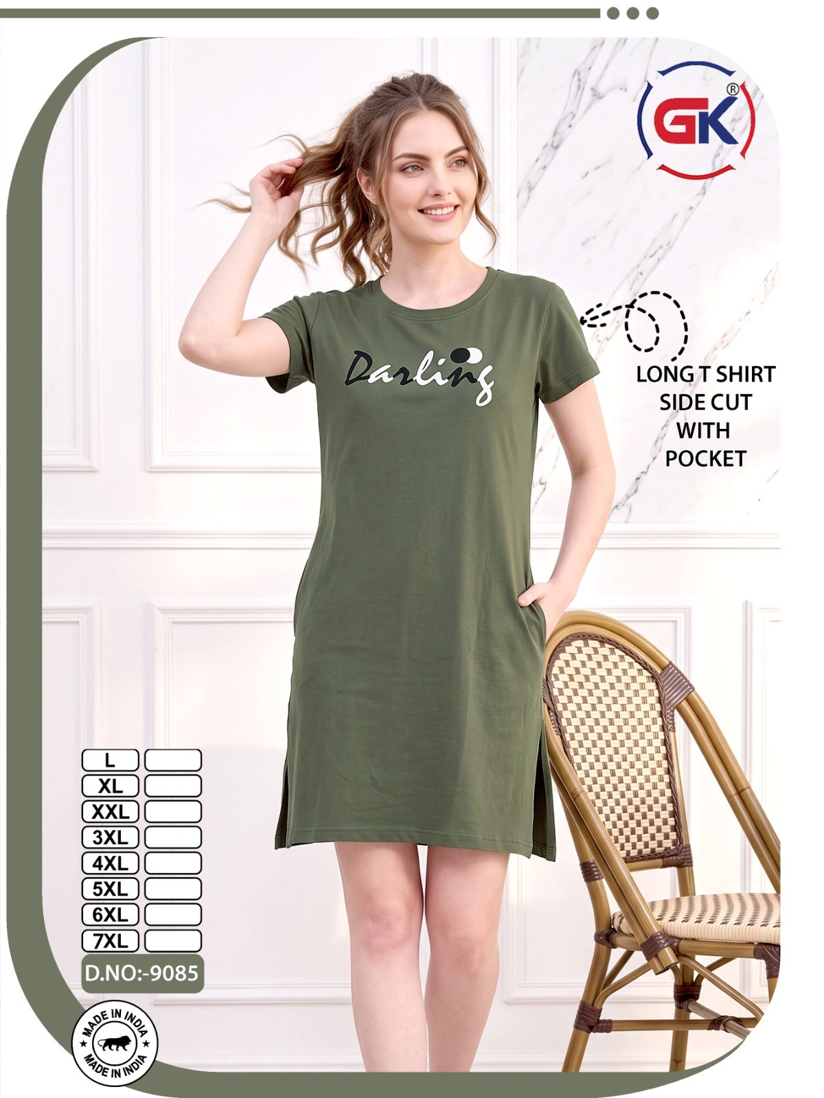 Design 9085 Gk Cotton Women Long Tshirt Wholesale