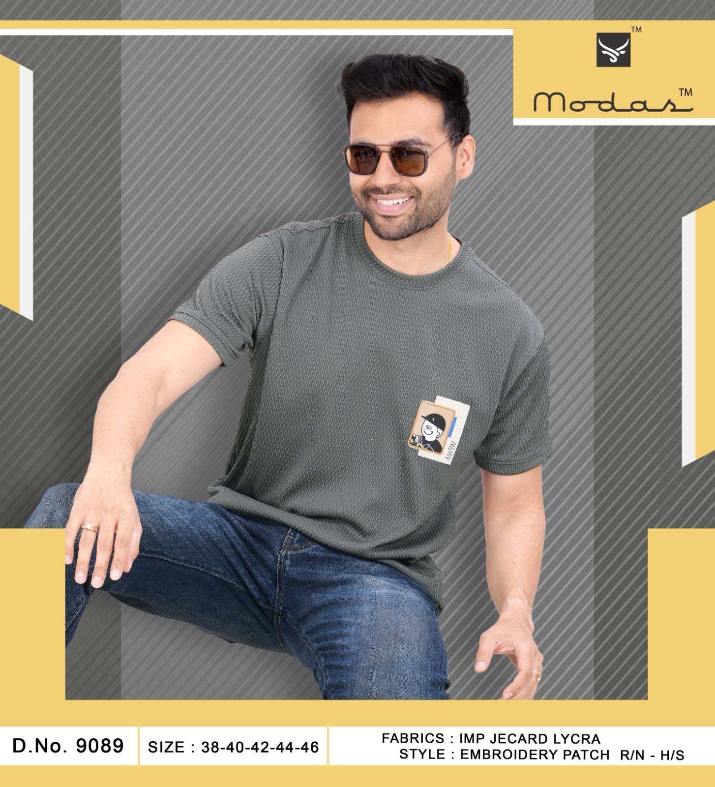 Design 9089 Modas Jacquard Mens Tshirts Wholesaler Ahmedabad