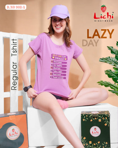 Design 908 Lichi Hosiery Cotton Women Tshirt Wholesaler India