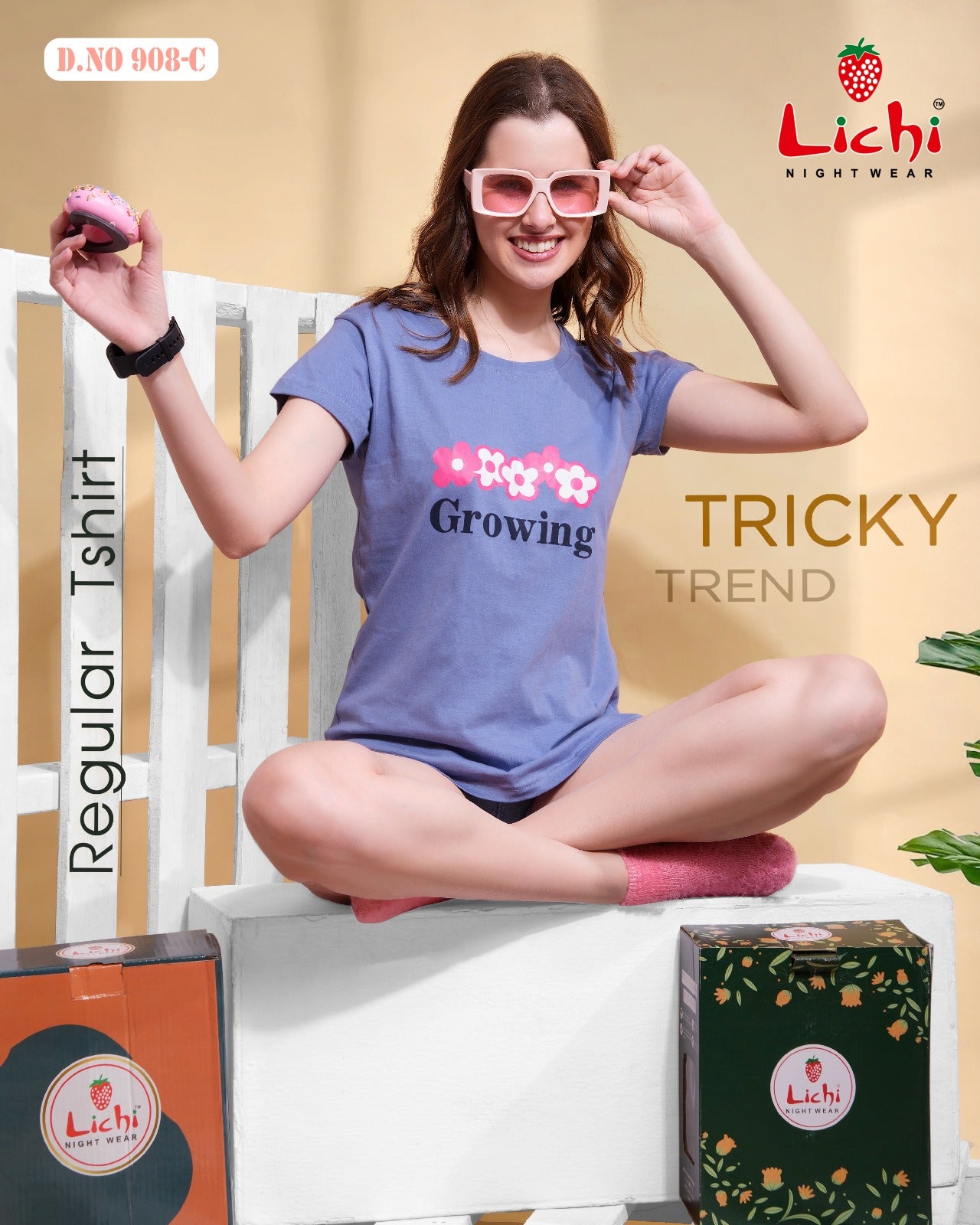 Design 908 Lichi Hosiery Cotton Women Tshirt Wholesaler India