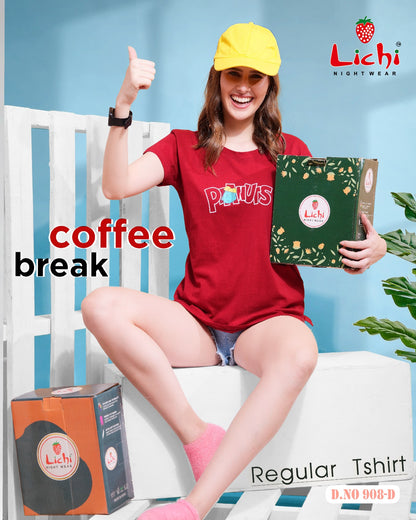 Design 908 Lichi Hosiery Cotton Women Tshirt Wholesaler India