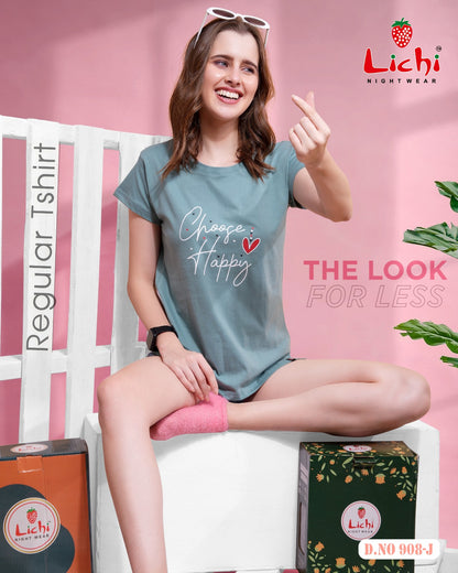 Design 908 Lichi Hosiery Cotton Women Tshirt Wholesaler India