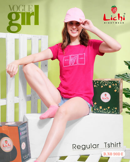 Design 908 Lichi Hosiery Cotton Women Tshirt Wholesaler India