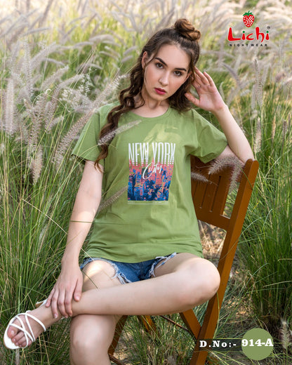 Design 914 Lichi Hosiery Cotton Women Tshirt Manufacturer Gujarat
