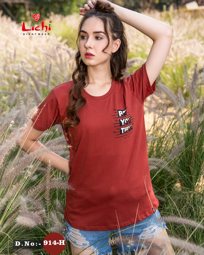 Design 914 Lichi Hosiery Cotton Women Tshirt Manufacturer Gujarat