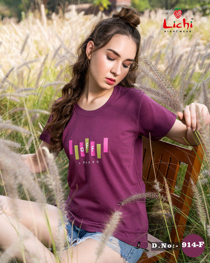 Design 914 Lichi Hosiery Cotton Women Tshirt Manufacturer Gujarat