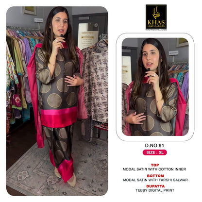 Design 91 To 96 Khas Satin Pakistani Readymade Suits Wholesale