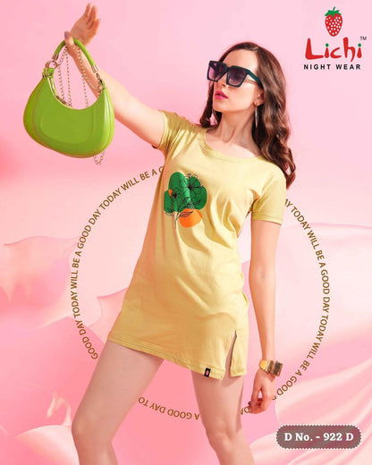 Design 922 Lichi Cotton Women Long Tshirt Supplier Ahmedabad