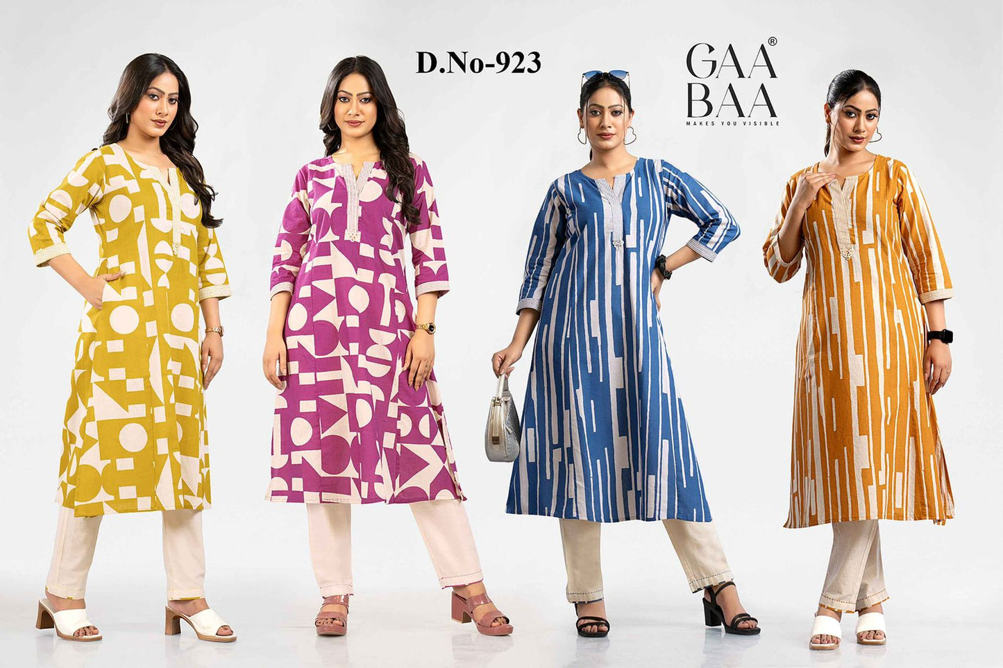 Design 923 Gaabaa Cotton Kurti Pant Set Wholesaler Ahmedabad