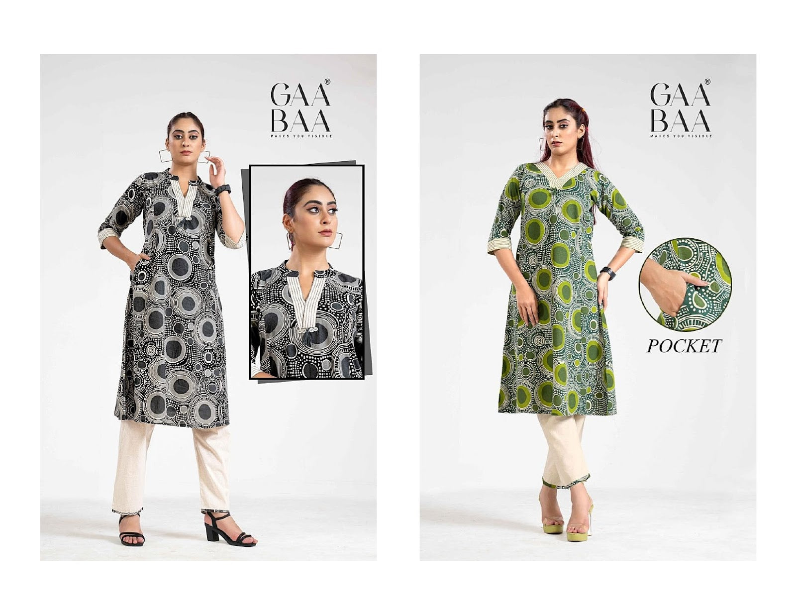 Design 924 Gaabaa Cotton Kurti Pant Set Supplier