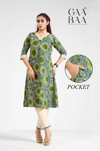 Design 924 Gaabaa Cotton Kurti Pant Set Supplier