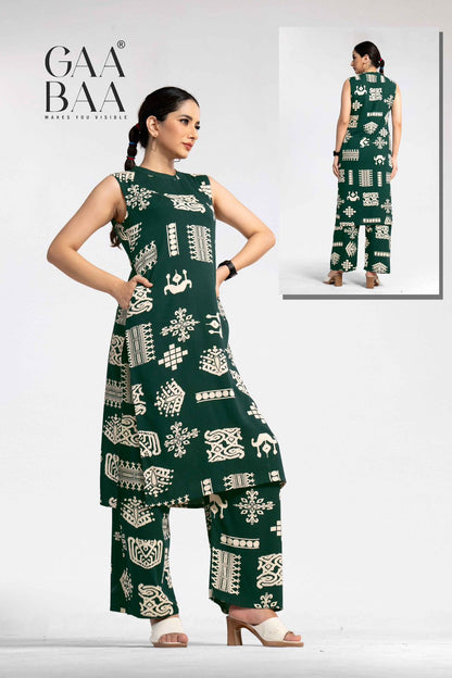 Design 931 Gaabaa Reyon Kurti Plazzo Set Wholesaler