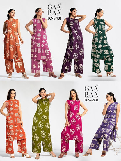 Design 931 Gaabaa Reyon Kurti Plazzo Set Wholesaler