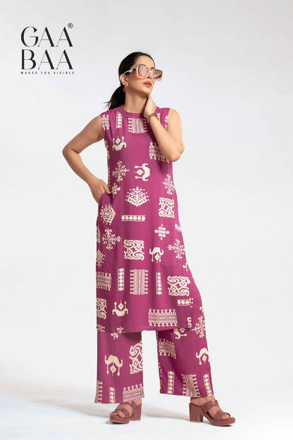 Design 931 Gaabaa Reyon Kurti Plazzo Set Wholesaler