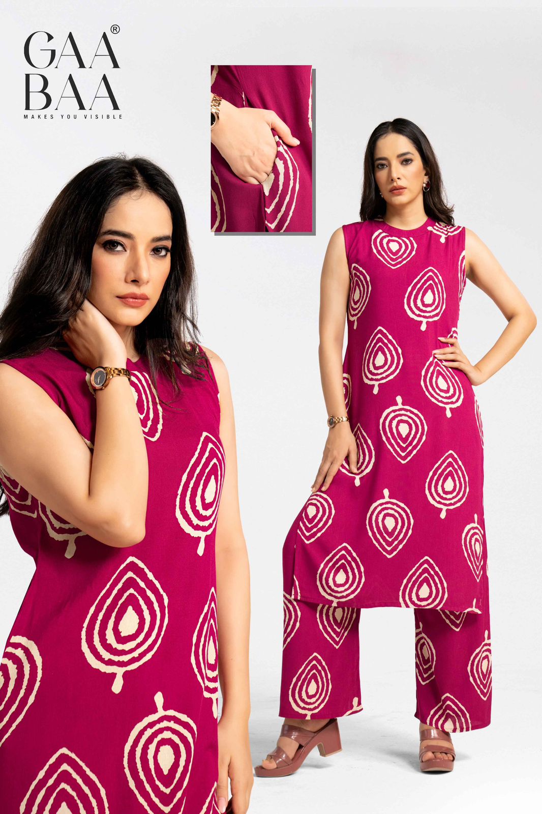 Design 931 Gaabaa Reyon Kurti Plazzo Set Wholesaler
