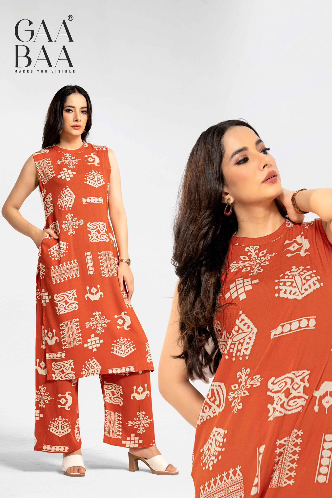 Design 931 Gaabaa Reyon Kurti Plazzo Set Wholesaler