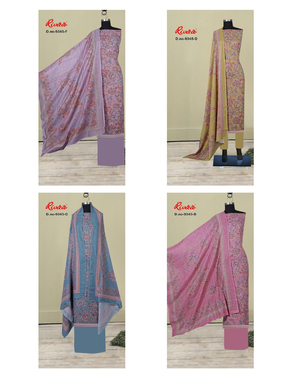 Design 9345 Rivaa Pashmina Suits Wholesaler Ahmedabad