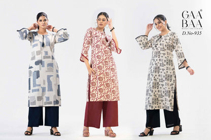 Design 935 Gaabaa Cotton Kurti Plazzo Set Exporter Ahmedabad