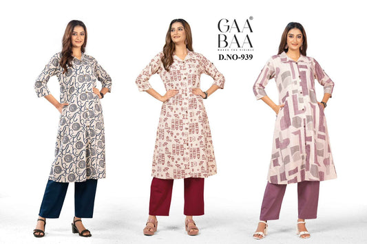 Design 939 Gaabaa Cotton Kurti Pant Set Manufacturer Gujarat