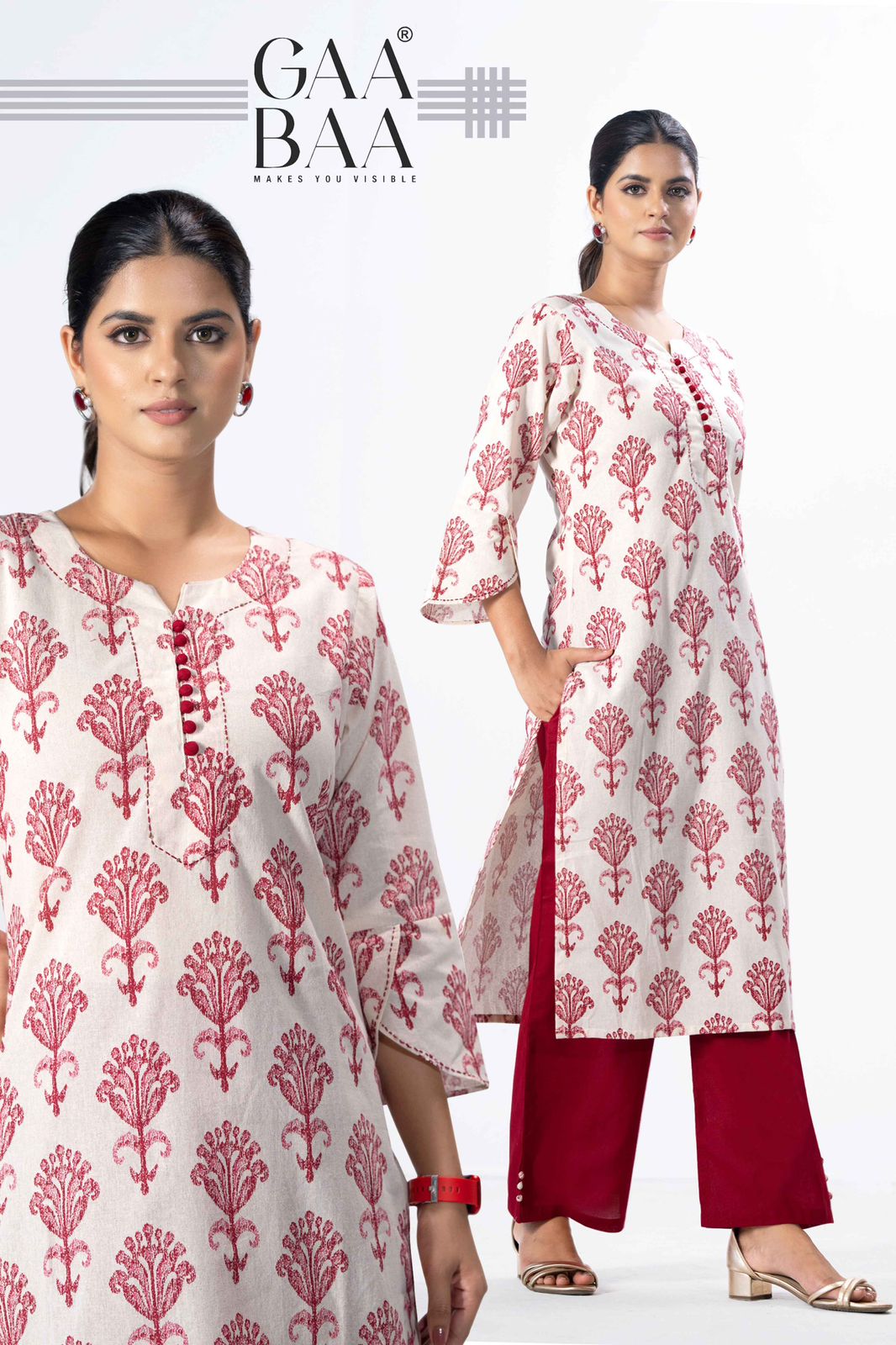Design 940 Gaabaa Soft Cotton Kurti Plazzo Set Supplier India