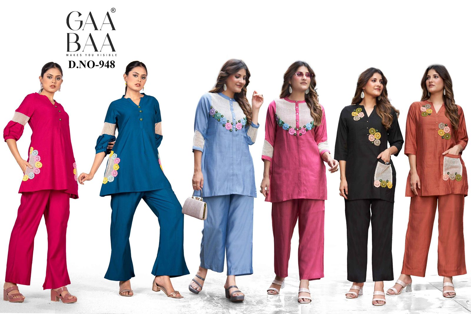 design 948 gaabaa vatican co ord set wholesaler india