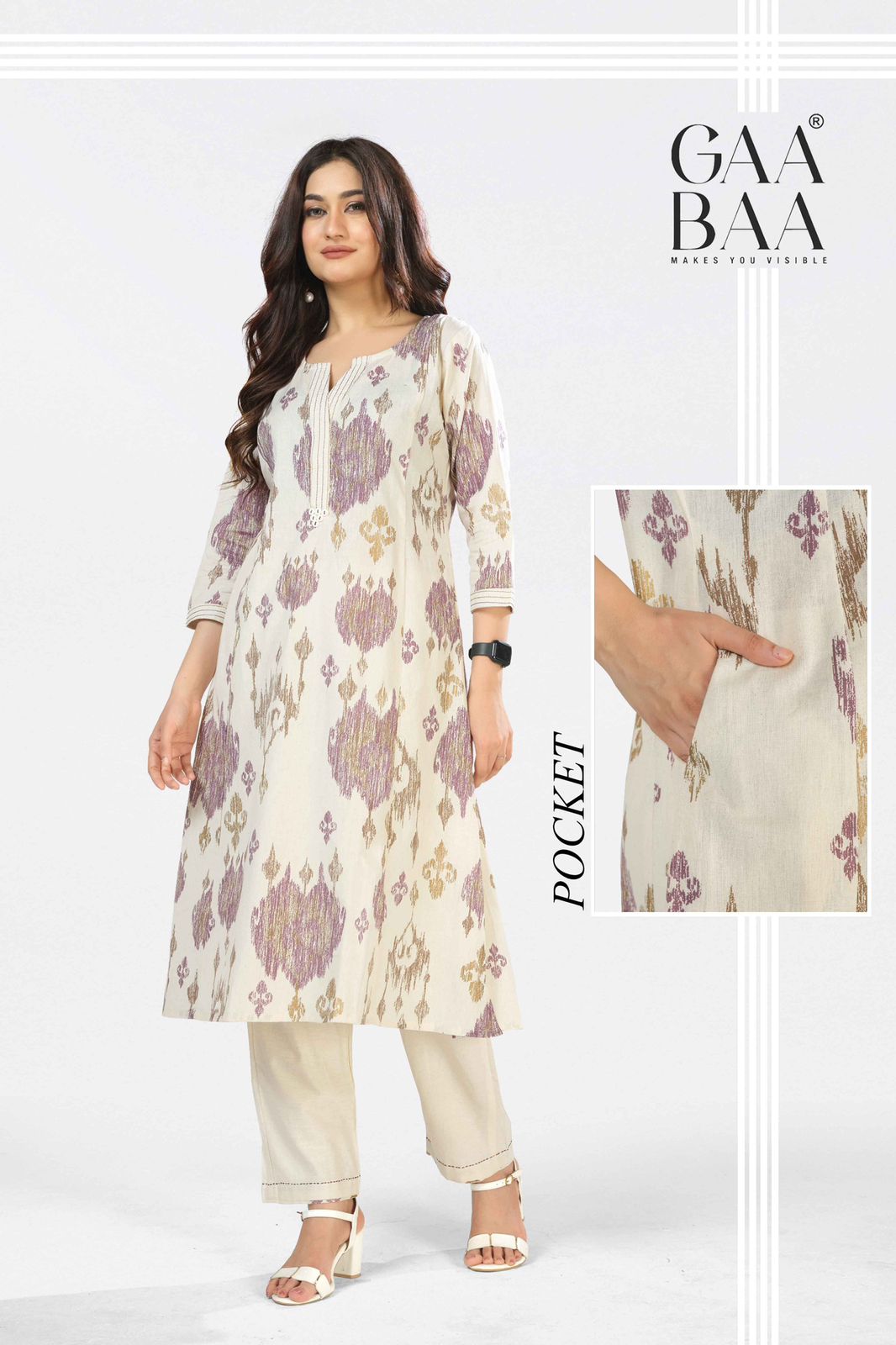 Design 950 Gaabaa Cotton Kurti Pant Set Supplier