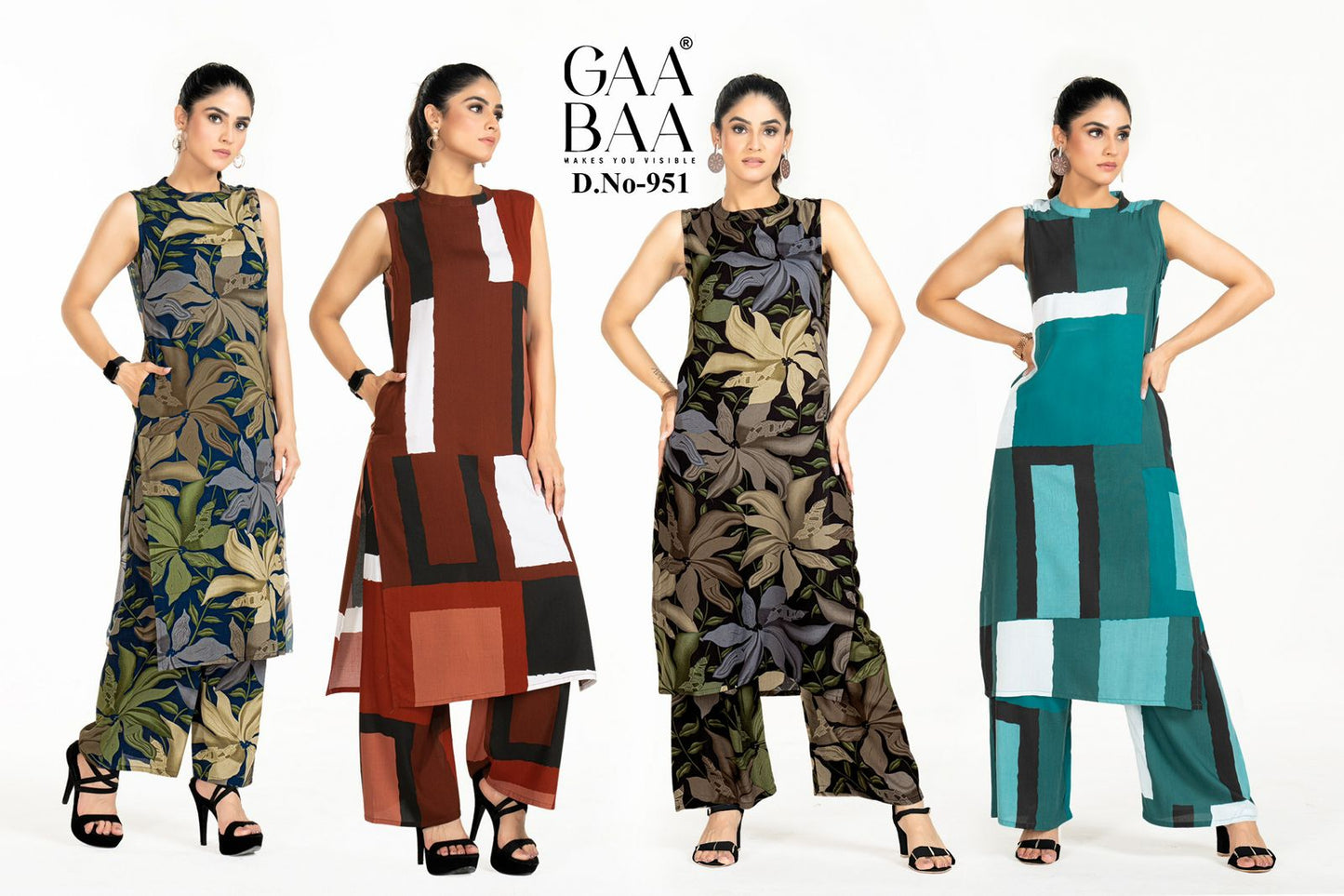 Design 951 Gaabaa Reyon Kurti Plazzo Set Wholesale