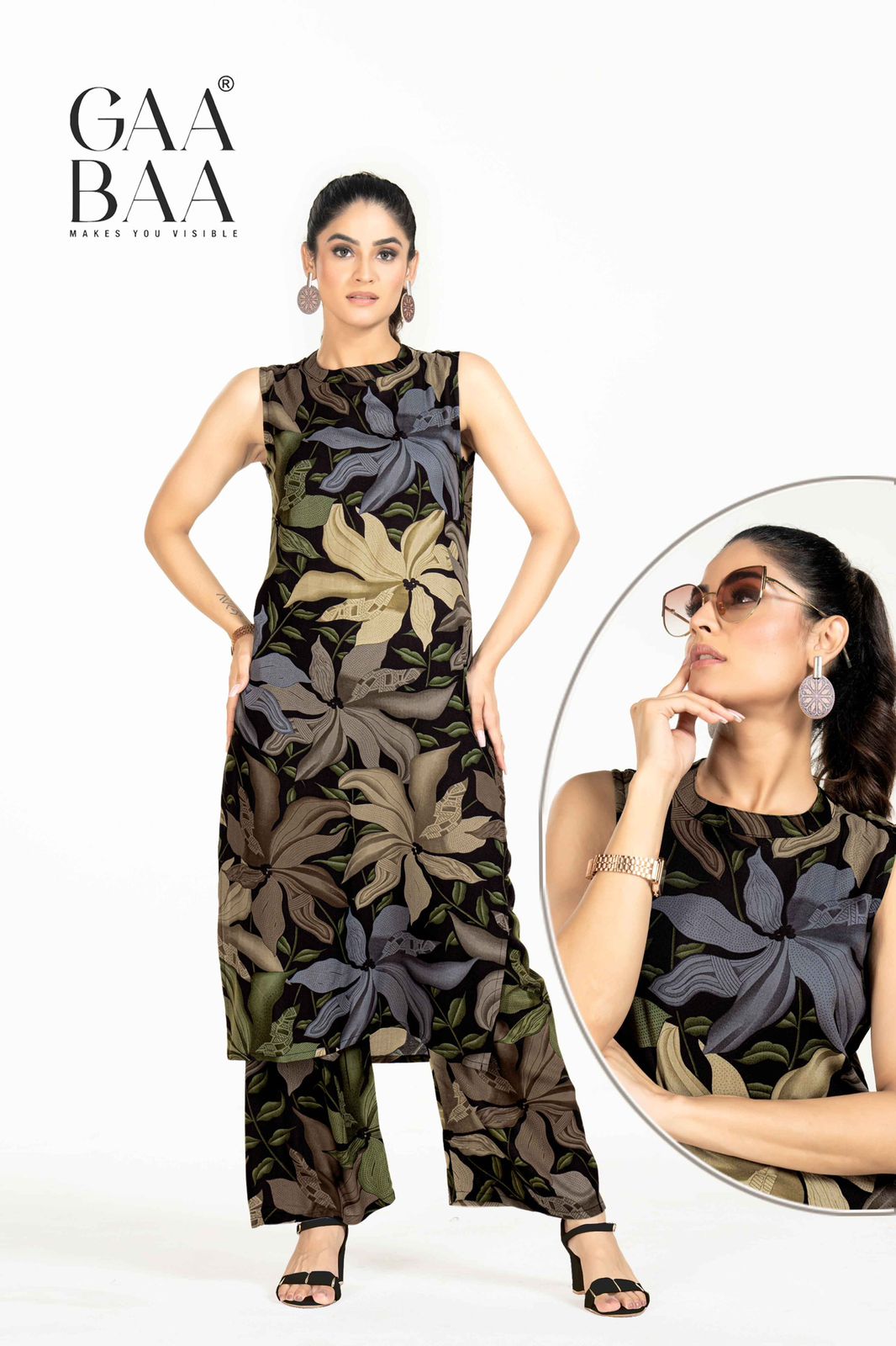 Design 951 Gaabaa Reyon Kurti Plazzo Set Wholesale