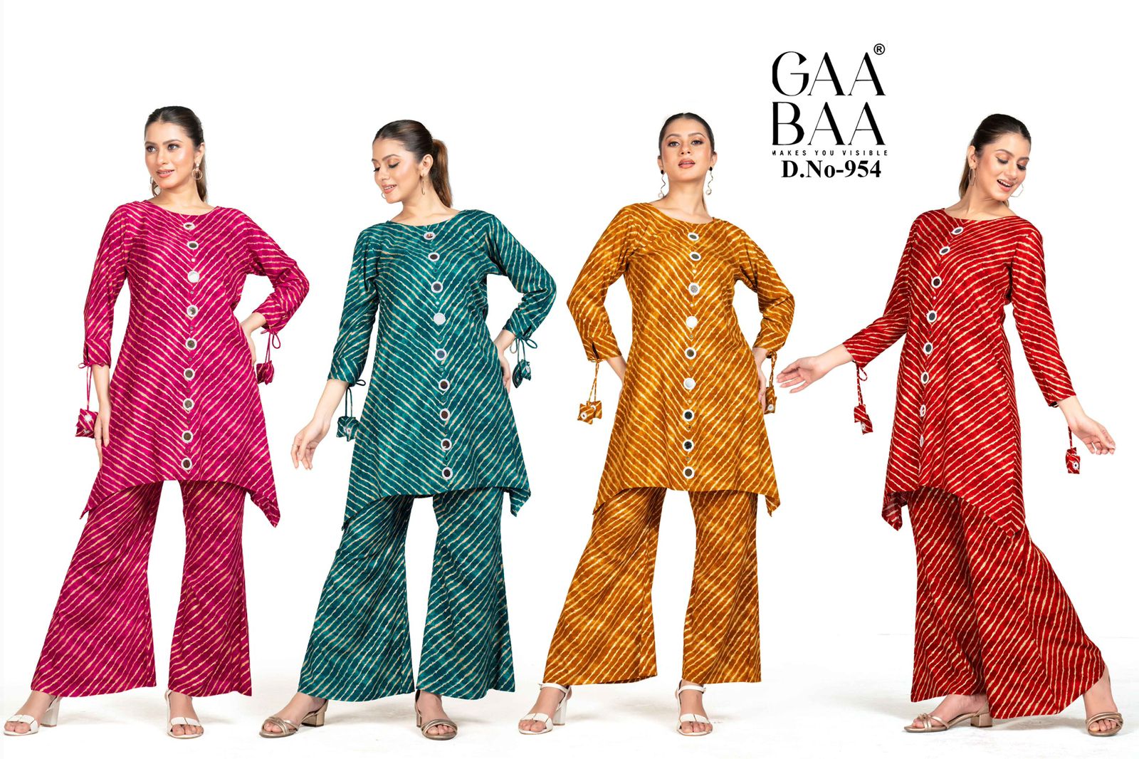 Design 954 Gaabaa Reyon Kurti Bottom Set Wholesaler