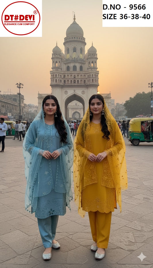 Design 9566 Dt Devi Roman Girls Readymade Pant Suits Manufacturer Ahmedabad