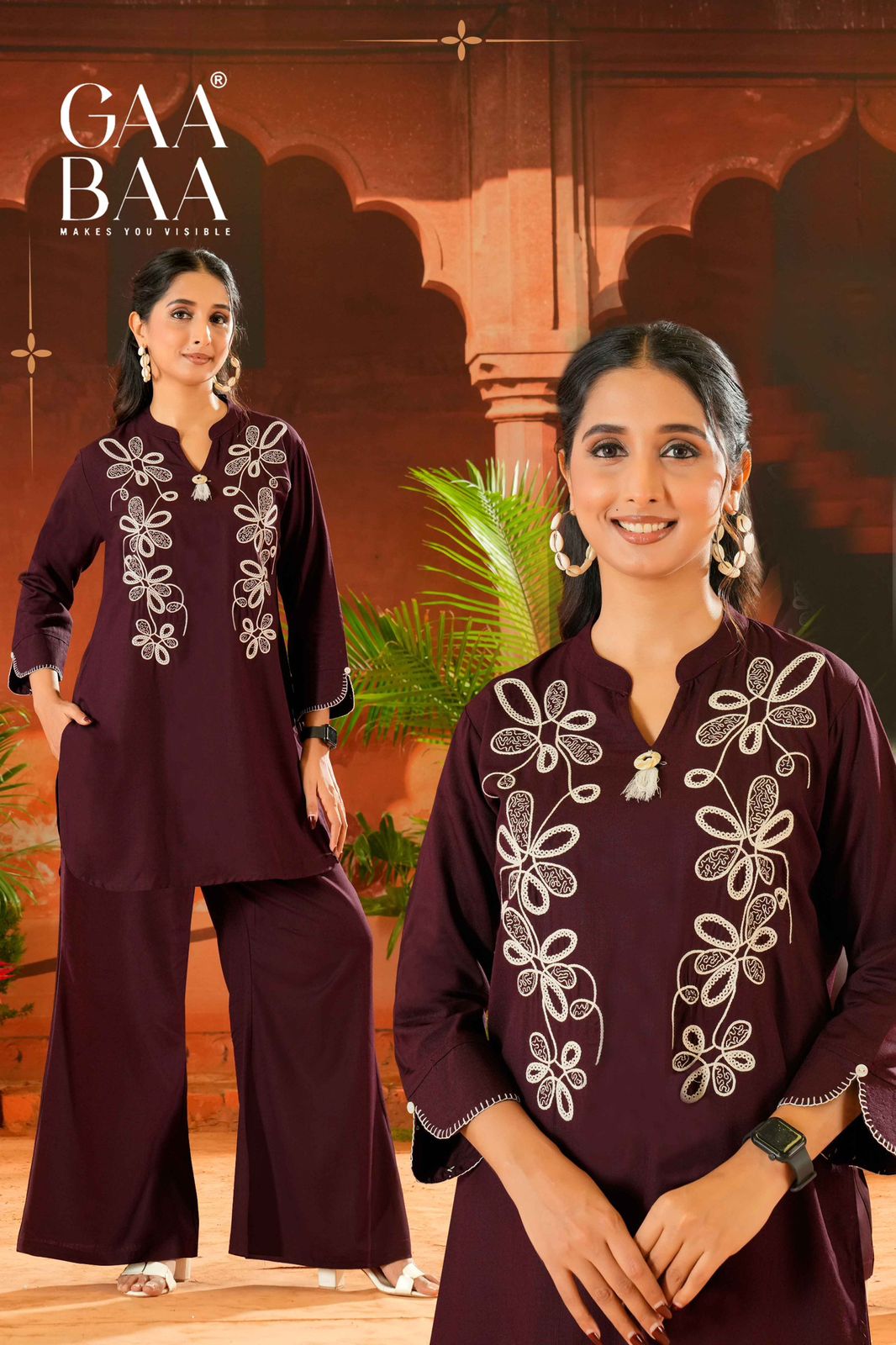 Design 958 Gaabaa Liva Rayon Kurti Plazzo Set Wholesaler Gujarat