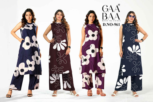 Design 961 Gaabaa Reyon Kurti Plazzo Set Wholesale Rate