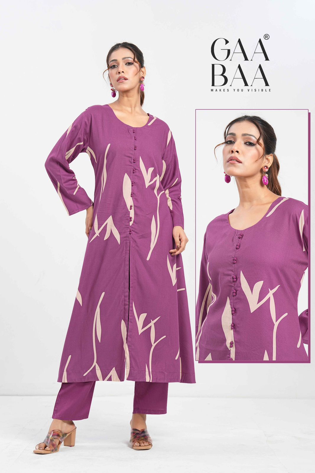Design 963 Gaabaa Reyon Kurti Pant Set Wholesaler