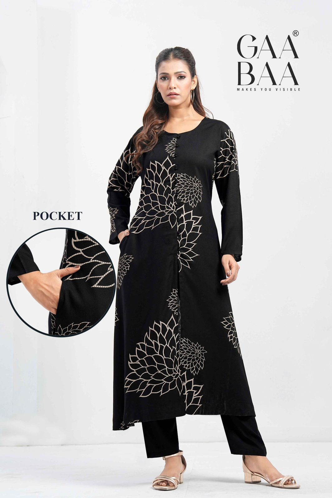 Design 963 Gaabaa Reyon Kurti Pant Set Wholesaler
