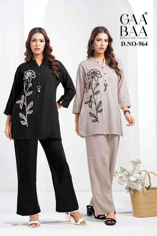 Design 964 Gaabaa Linen Co Ord Set Exporter India